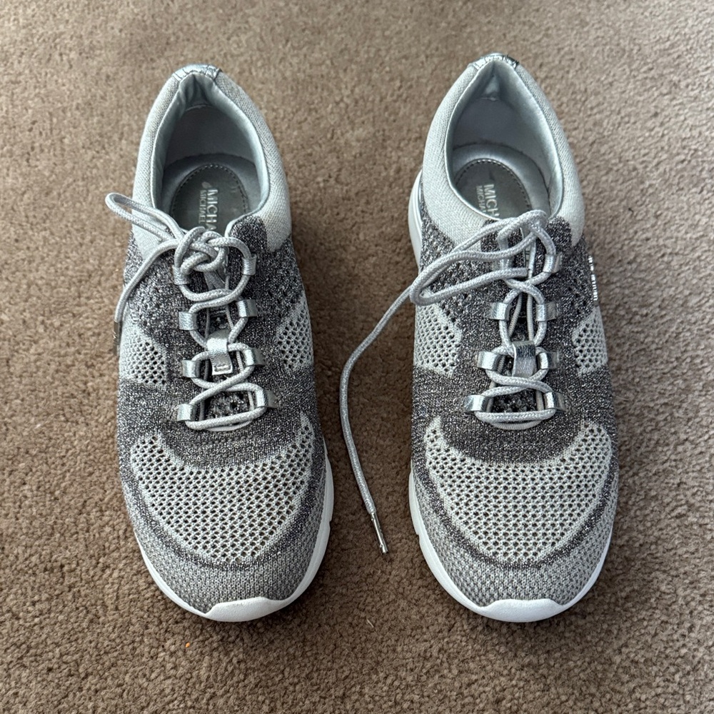 Michael Kors Silver and Gray Women's Sneakers